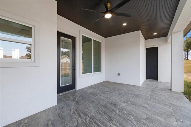 view of patio / terrace with a ceiling fan