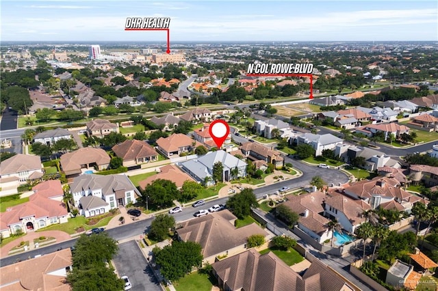 drone / aerial view with a residential view