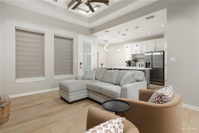 living room with light wood-type flooring