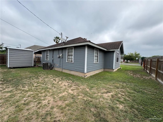 411 N Fir St, Pharr, TX 78577 - rear view of property with a fenced backyard, roof with shingles, and a shed