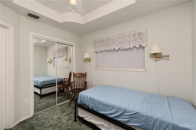 7207 Monroe St, Mission, TX 78572 - carpeted bedroom with a closet and a tray ceiling