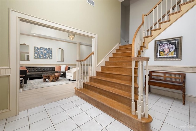 3703 N Glasscock Rd, Palmhurst, TX 78573 - stairway with tile patterned flooring