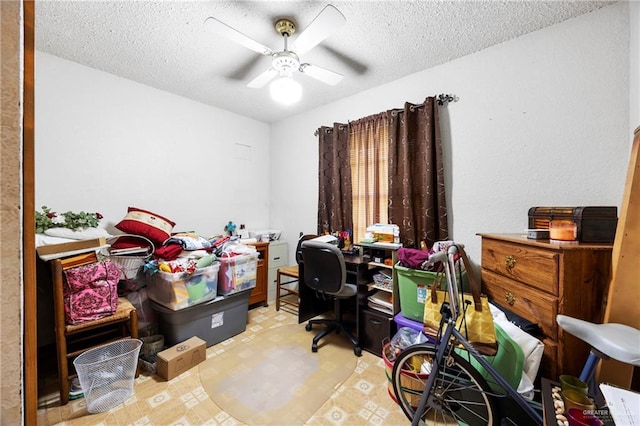 2309 W Chapin St, Edinburg, TX 78541 - office space with a textured ceiling, ceiling fan, and tile patterned floors