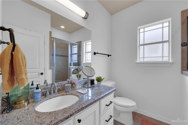 3604 Illeana St, Edinburg, TX 78539 - bathroom with vanity, a stall shower, and tile patterned floors
