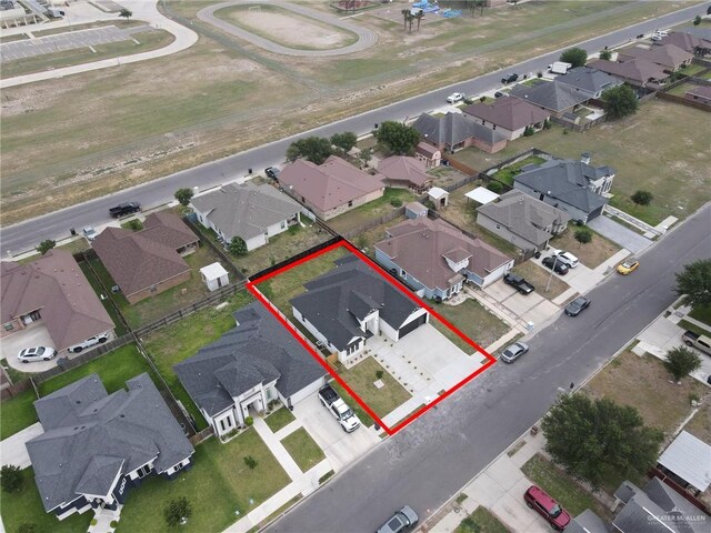 1809 W Hayes Ave, Alton, TX 78573 - aerial perspective of suburban area with property parcel outlined