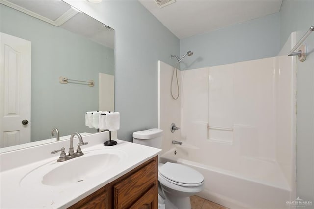 3417 N Pablo St N, Edinburg, TX 78541 - full bathroom with toilet, vanity, tile patterned floors, and tub / shower combination