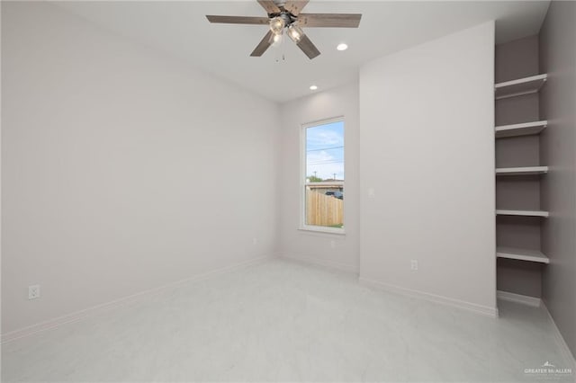 unfurnished bedroom with ceiling fan