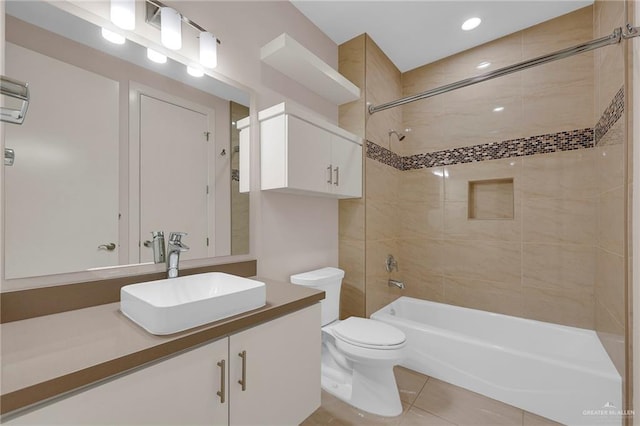 1425 Ozark Ave, Mcallen, TX 78504 - full bathroom featuring vanity, toilet, tile patterned floors, and shower / tub combination
