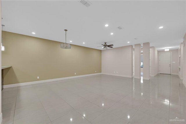 1425 Ozark Ave, Mcallen, TX 78504 - unfurnished room featuring light tile patterned floors, a ceiling fan, baseboards, and recessed lighting