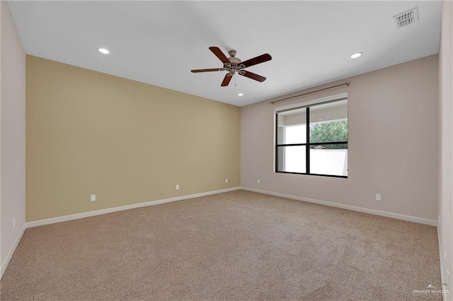 1425 Ozark Ave, Mcallen, TX 78504 - carpeted spare room featuring ceiling fan, baseboards, and recessed lighting