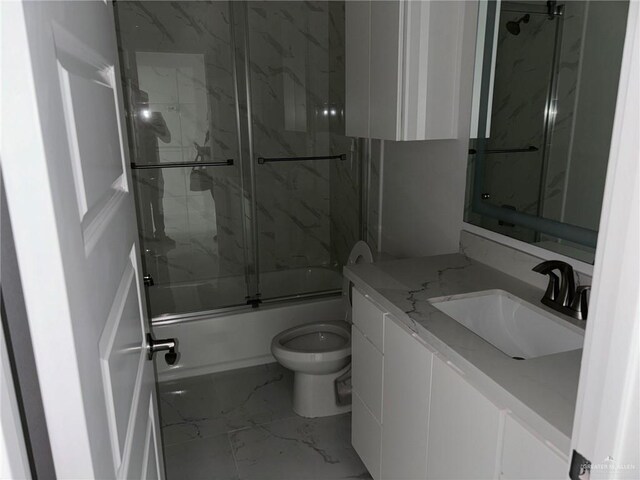 1506 Las Palmas Ave, Hidalgo, TX 78557 - full bath featuring marble finish flooring, combined bath / shower with glass door, and vanity