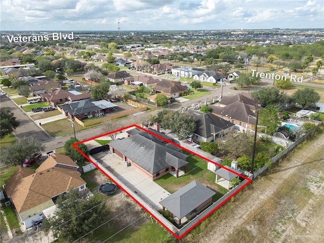 bird's eye view with a residential view