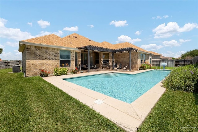2703 Grand Canal Dr, Mission, TX 78572 - view of swimming pool featuring a pergola, cooling unit, and a patio area