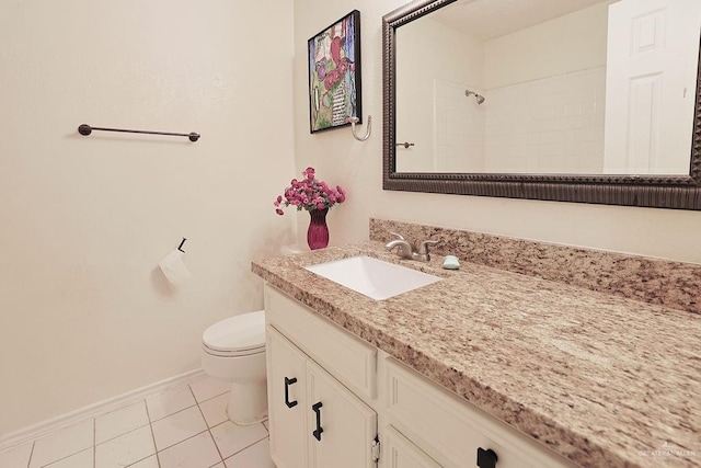 3208 Kiwi Ave, Mcallen, TX 78504 - bathroom with tile patterned floors, vanity, toilet, baseboards, and a shower