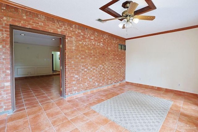 3208 Kiwi Ave, Mcallen, TX 78504 - unfurnished room featuring crown molding, ceiling fan, and tile patterned floors