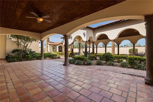 view of patio / terrace featuring ceiling fan