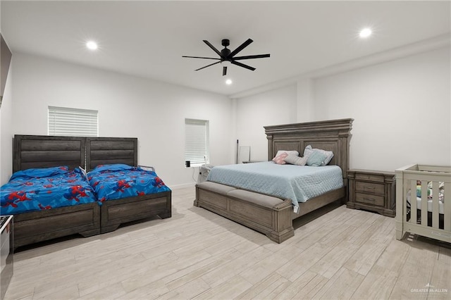 11115 N La Homa Rd, Mission, TX 78574 - bedroom with light wood-style floors, recessed lighting, and ceiling fan