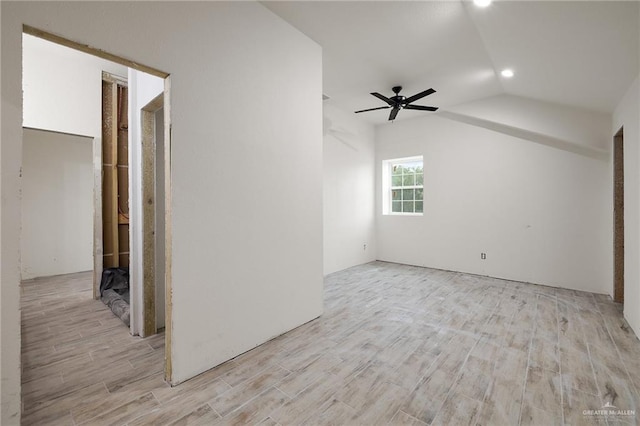11115 N La Homa Rd, Mission, TX 78574 - unfurnished room featuring a ceiling fan, light wood finished floors, lofted ceiling, and recessed lighting