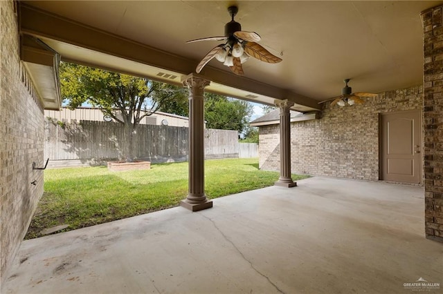 313 Royal St, Edinburg, TX 78539 - view of patio featuring a fenced backyard and a ceiling fan