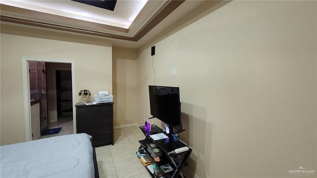 bedroom featuring light tile patterned floors