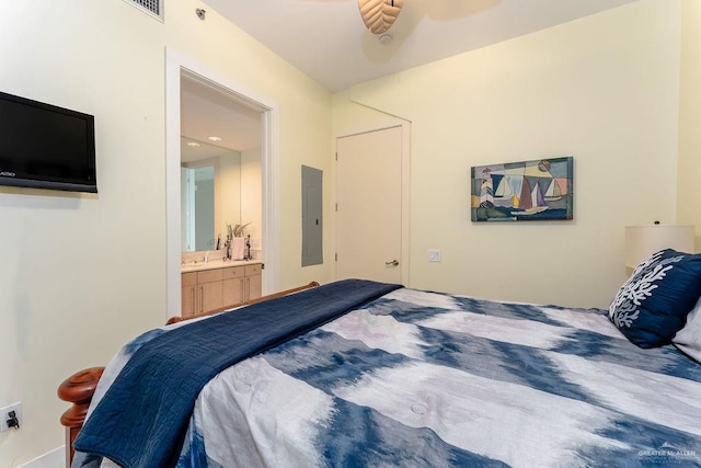310 Padre Blvd Unit 2306, South Padre Island, TX 78597 - bedroom with electric panel and ensuite bathroom