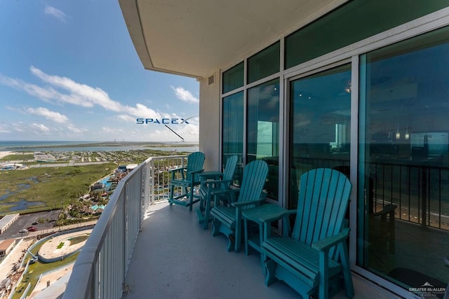 balcony with a water view