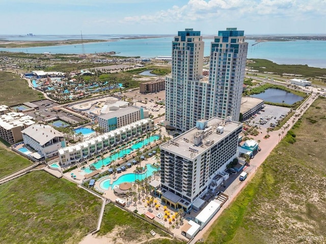310 Padre Blvd Unit 2306, South Padre Island, TX 78597 - bird's eye view of a nearby body of water and a pool area