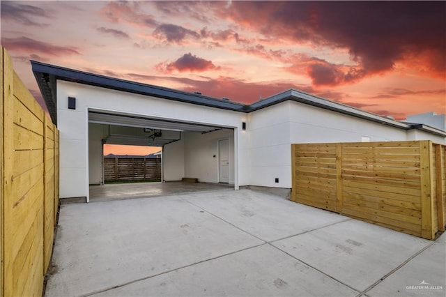 exterior space featuring a garage