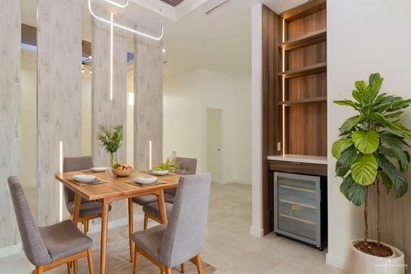 dining space featuring wine cooler