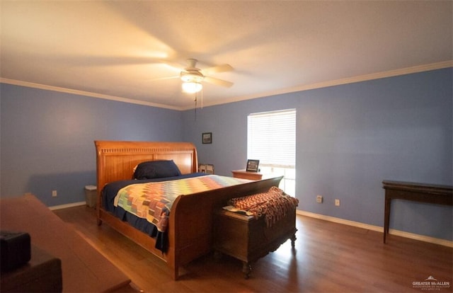 2517 E Mile 4th Rd, Mission, TX 78573 - bedroom featuring wood finished floors, baseboards, crown molding, and a ceiling fan