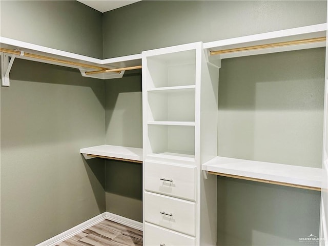 walk in closet featuring light wood-style flooring