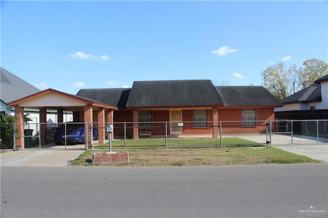 view of front of home featuring a carport