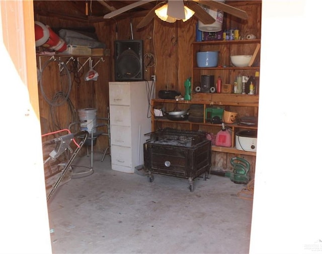 storage area with ceiling fan