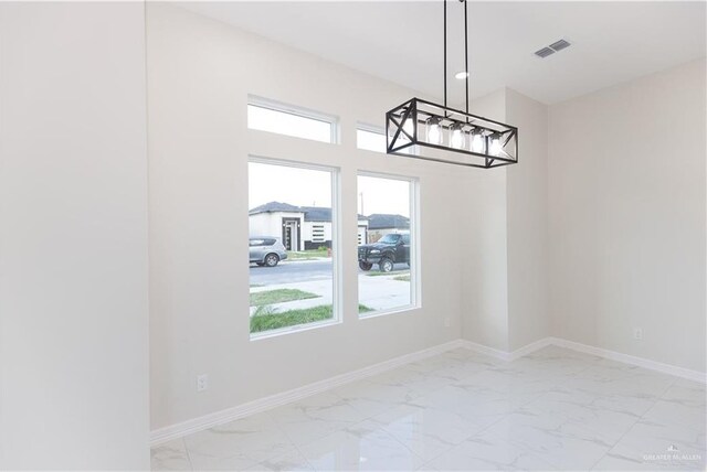 view of unfurnished dining area