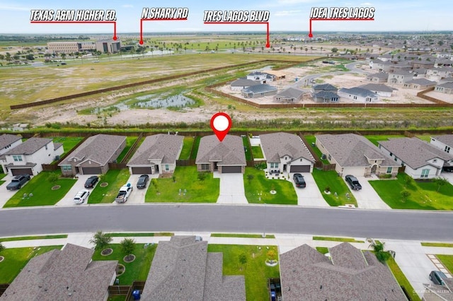 14222 Chalk Ridge Dr, Mcallen, TX 78504 - aerial overview of property's location with nearby suburban area and a nearby body of water