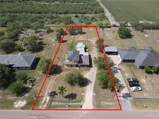 7027 Jo Din St, Edinburg, TX 78542 - aerial view of sparsely populated area with property parcel outlined