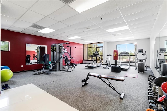 813 Travis St Unit 214, Mission, TX 78572 - gym with a drop ceiling, carpet floors, and baseboards