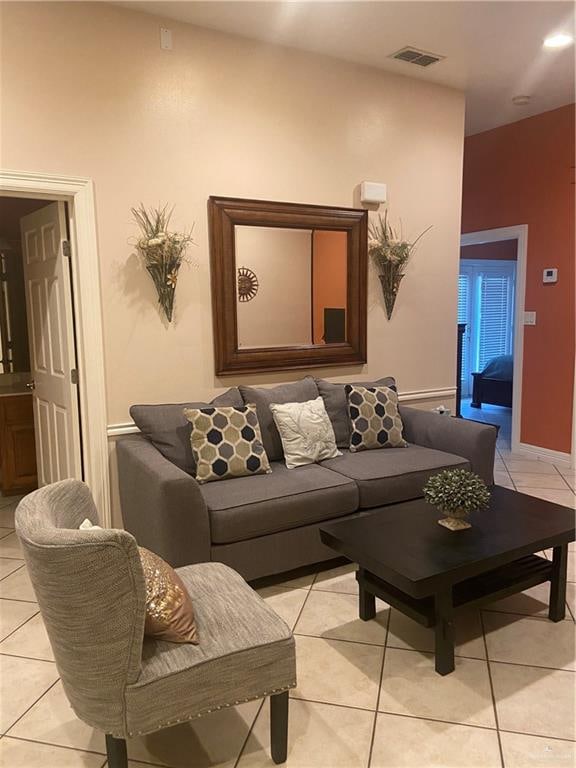 view of tiled living room