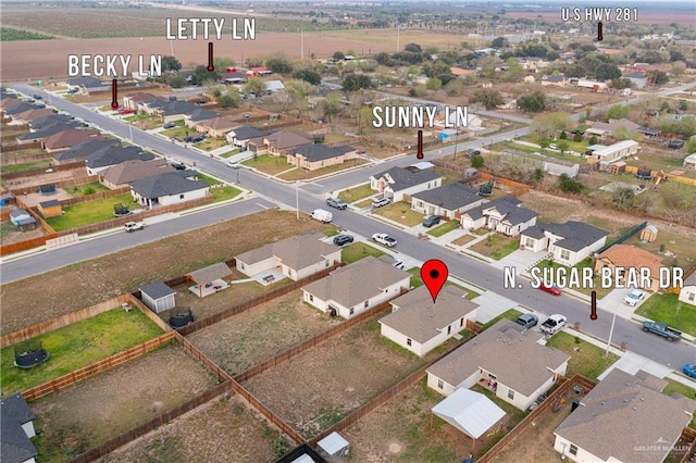 birds eye view of property featuring a residential view