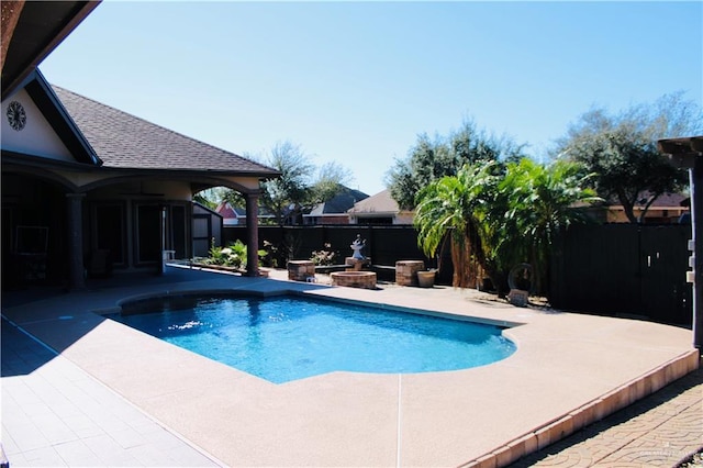 view of swimming pool with a patio