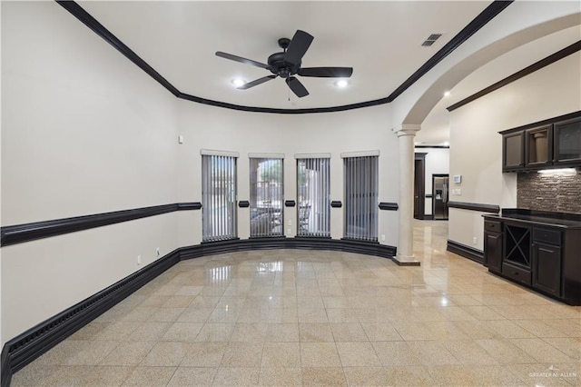 2712 Cornell Ave, Mcallen, TX 78504 - interior space featuring crown molding, ornate columns, baseboards, and granite finish floor