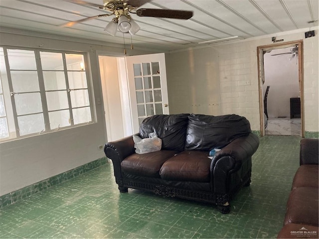 602 E Kelly Ave E, Pharr, TX 78577 - living area featuring a ceiling fan and tile patterned floors