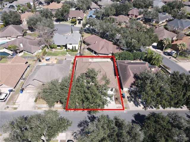 bird's eye view with a residential view