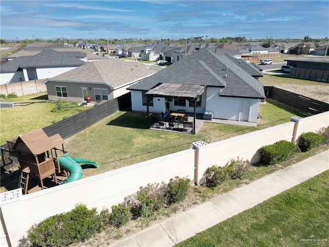 drone / aerial view with a residential view