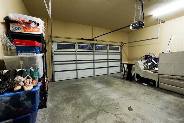 garage with a garage door opener