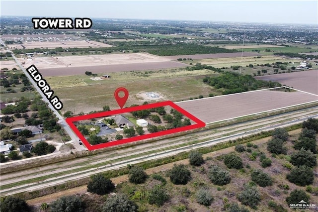 104 El Dora Rd, Alamo, TX 78516 - overview of rural landscape with property parcel outlined