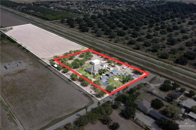 104 El Dora Rd, Alamo, TX 78516 - overview of rural landscape with property boundaries highlighted