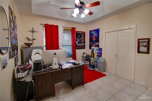 104 El Dora Rd, Alamo, TX 78516 - office with ceiling fan and light tile patterned floors