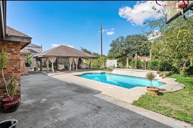 view of pool with a gazebo