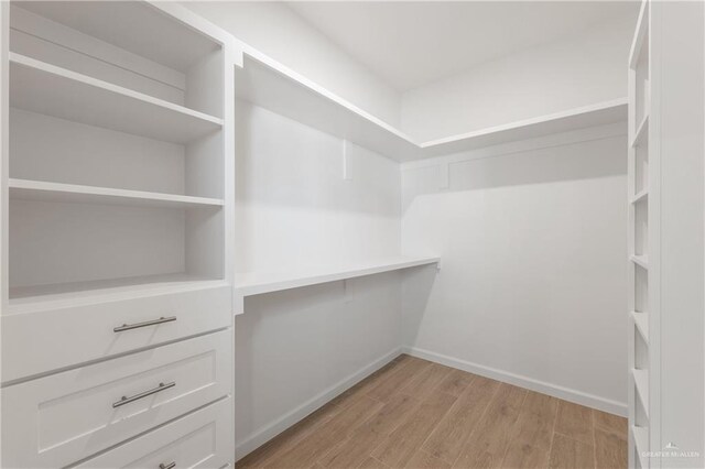 walk in closet featuring light wood finished floors